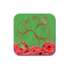coaster_flowers and butterflies - Rubber Coaster (Square)