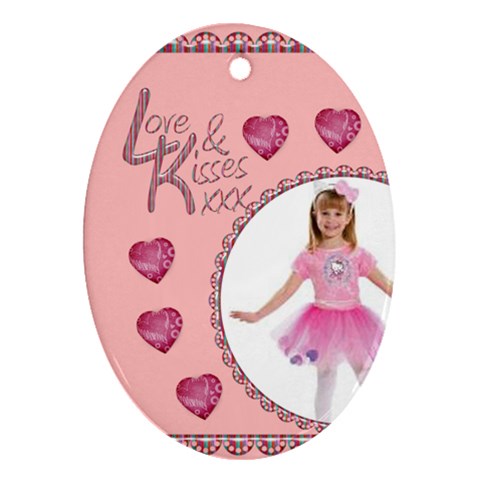 Love & Kisses Oval Ornament By Catvinnat Front