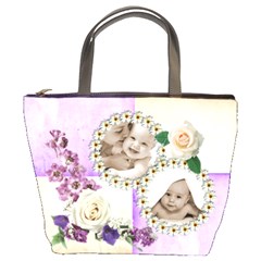 Harlequin floral bucket bag