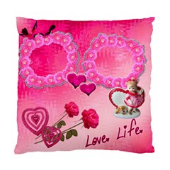 Love Life Pink Heart Cushion Case - Standard Cushion Case (One Side)