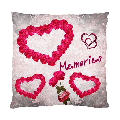 Memories Pink Roses Heart Cushion Case By Ellan Front