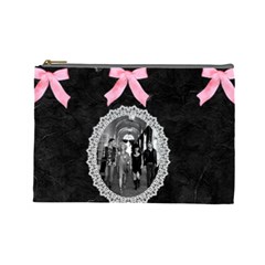 black & pink bow lg cosmetic bag - Cosmetic Bag (Large)
