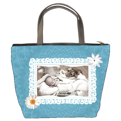 Baby Blue Floral Bucket Bag By Lil Back