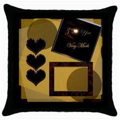 I heart you black gold throw pillow - Throw Pillow Case (Black)