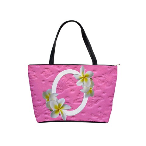 Pink Butterfly And Frangipani Shoulder Bag (2 Sides) By Deborah Front