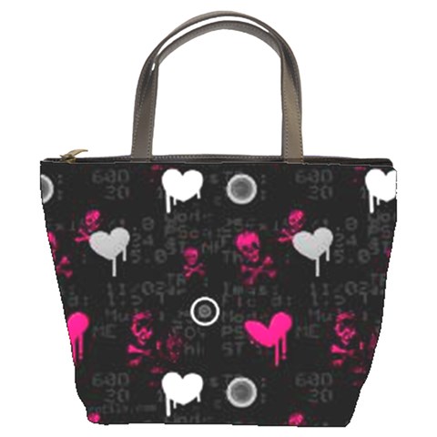 Pink Skull6 Bucket Bag By Bags n Brellas Front