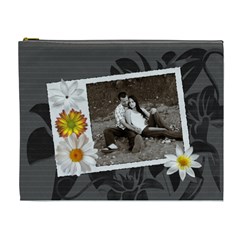 Charcoal Floral XL Cosmetic Bag (7 styles) - Cosmetic Bag (XL)