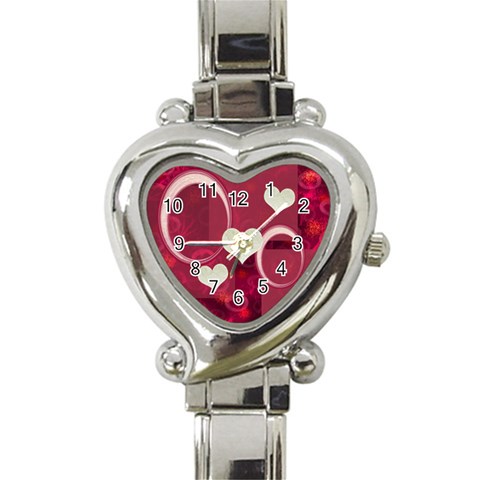 I Heart You Pink Custom Heart Italian Charm Watch By Ellan Front