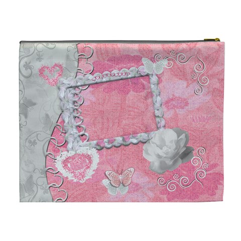 Spring Flower Floral Baby Pink Xl Cosmetic Bag By Ellan Back