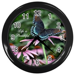 Life is Beautiful Butterfly Clock - Wall Clock (Black)