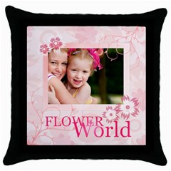 flower world - Throw Pillow Case (Black)