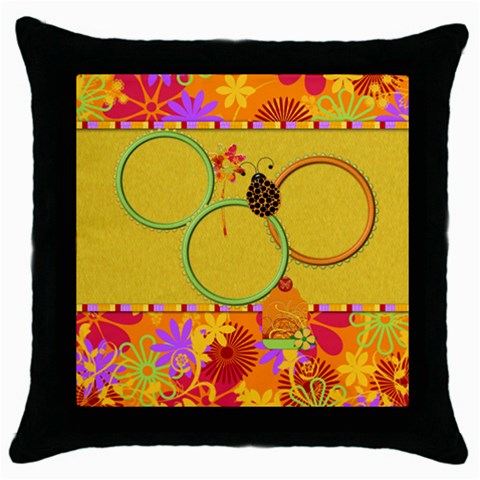 Miss Ladybugs Garden Throw Pillow 1 By Lisa Minor Front