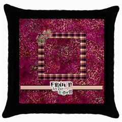 Girl Power Throw Pillow 1 (5 styles) - Throw Pillow Case (Black)