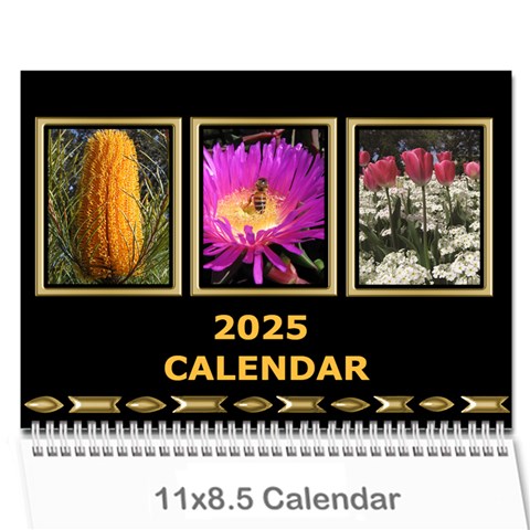 Black And Gold (any Year) 2025 Calendar By Deborah Cover