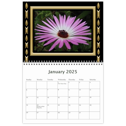 Black And Gold (any Year) 2025 Calendar By Deborah Jan 2025