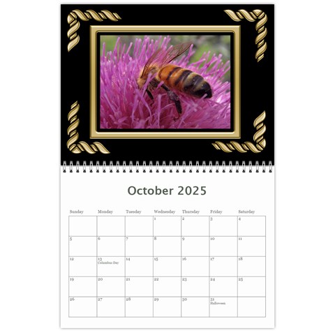 Black And Gold (any Year) 2025 Calendar By Deborah Oct 2025