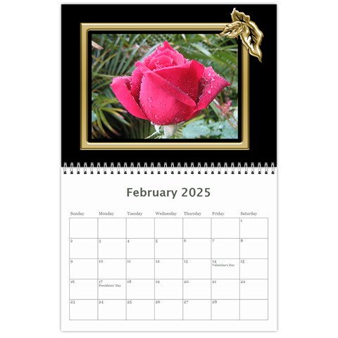 Black And Gold (any Year) 2025 Calendar By Deborah Feb 2025