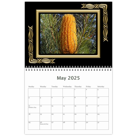 Black And Gold (any Year) 2025 Calendar By Deborah May 2025