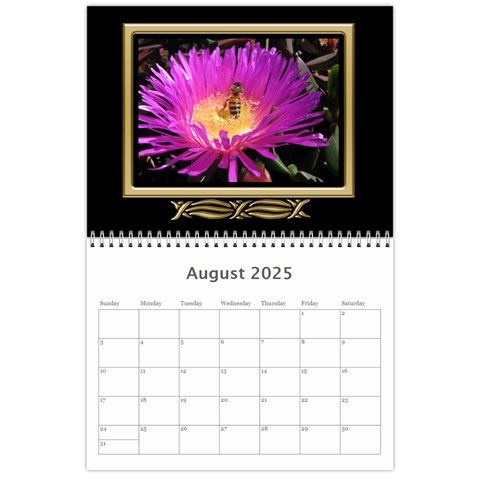 Black And Gold (any Year) 2025 Calendar By Deborah Aug 2025