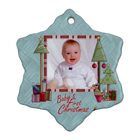 Baby s First Christmas Double Sided Snowflake Ornament By Catvinnat Front