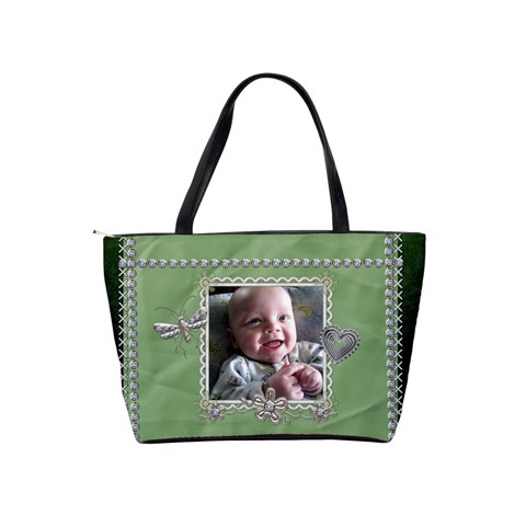 Green Diamond Studded Classic Shoulder Handbag By Lil Back