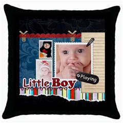 little boy - Throw Pillow Case (Black)