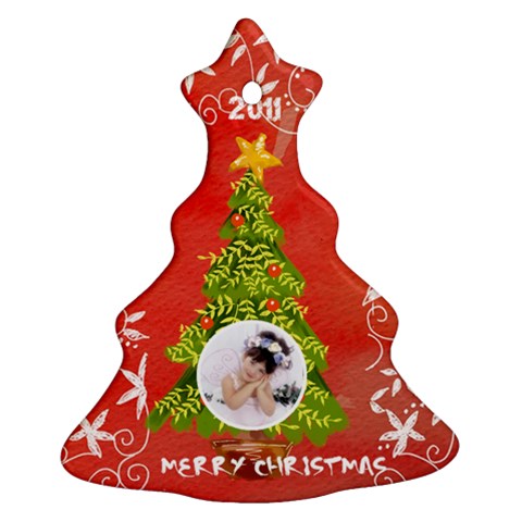 Merry Christmas 2011 Single Sided Tree Ornament By Catvinnat Front