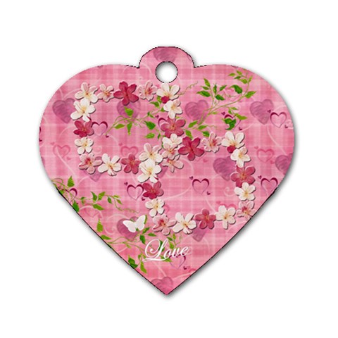 Spring Flower Floral Pink Dog Tag By Ellan Front