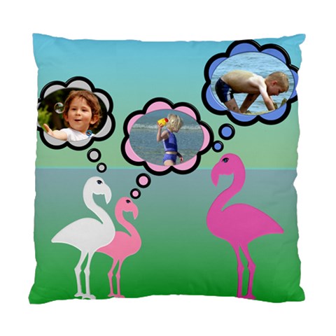 Flamingo Thought Cushion Case By Deborah Front