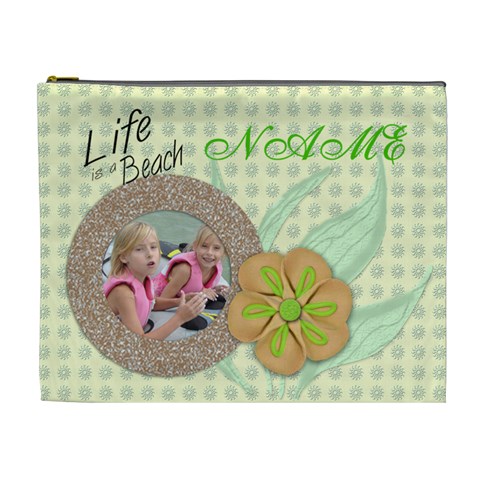 Lifes A Beach Cosmetic Bag By Danielle Christiansen Front