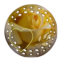 Yellow Rose gift Tag Ornament - Ornament (Round Filigree)