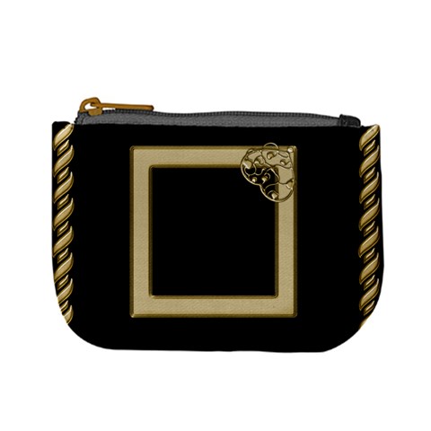 Black And Gold Mini Coin Purse By Deborah Front