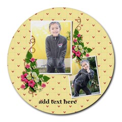 Round Mousepad- Flowers and Hearts