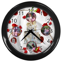 angel and roses clock (4 styles) - Wall Clock (Black)