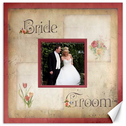 Bride & Groom Rosa Botanica 20 Inch Canvas By Catvinnat 19 x19.27  Canvas - 1