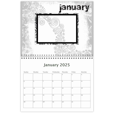 Faded Glory Monochrome 2025 Calendar By Catvinnat Jan 2025