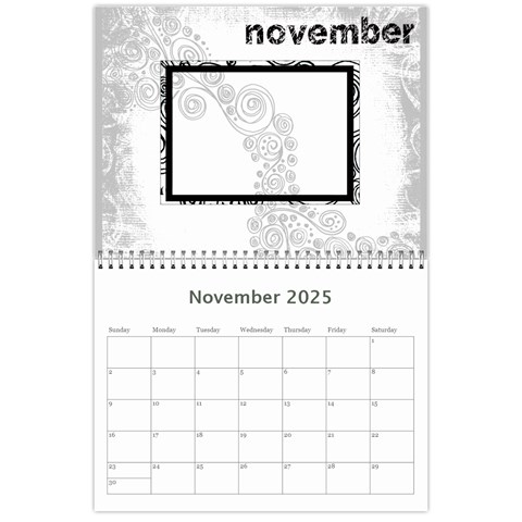 Faded Glory Monochrome 2025 Calendar By Catvinnat Nov 2025