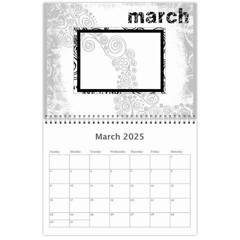 Faded Glory Monochrome 2025 Calendar By Catvinnat Mar 2025