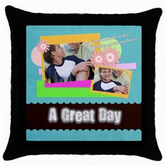 a great day (5 styles) - Throw Pillow Case (Black)