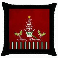 Throw Pillow- Merry Christmas 2 - Throw Pillow Case (Black)
