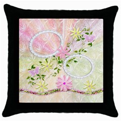 Spring flower pink throw pillow case (5 styles) - Throw Pillow Case (Black)