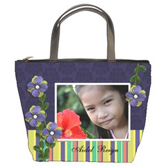 Bucket Bag - Purple and Stripes