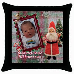 Santa Brought Us the BEST Present in 2011 plaid Throw Pillow Case 18 inch - Throw Pillow Case (Black)
