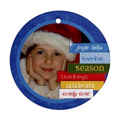 Family/Christmas/Wreath- round ornament (2 sides) - Round Ornament (Two Sides)