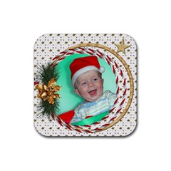 Christmas wreath square Coaster - Rubber Coaster (Square)