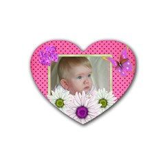 Flower Heart Coaster - Rubber Coaster (Heart)