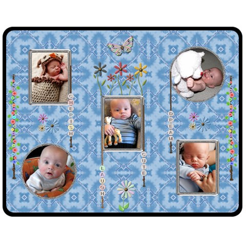 Baby Blue Medium Fleece Blanket By Lil 60 x50  Blanket Front