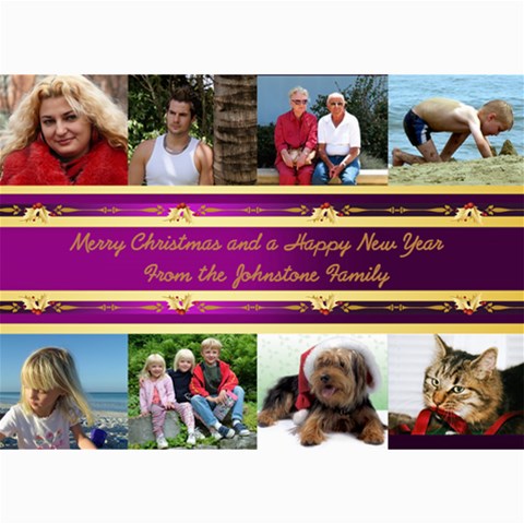 8 Picture Merry Christmas Photo Card 5x7 (purple) By Deborah 7 x5  Photo Card - 2