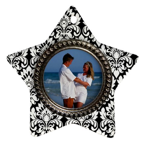 Damask Star Ornament Front