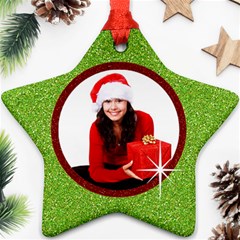 Red & Green glitter star ornament-2 sides - Star Ornament (Two Sides)